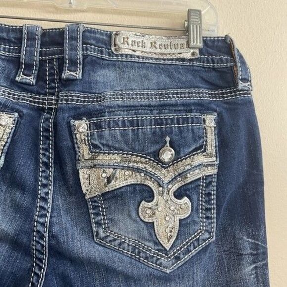 Rock Revival Yui Wash Embellished Stretch Denim Bootcut Jeans Women Size 31X32 - Picture 6 of 15